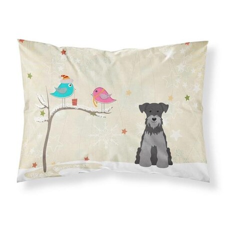 Jensendistributionservices Christmas Presents Between Friends Miniature Schanuzer Black Silver Fabric Standard Pillowcase; 20.5 x 0.25 x 30 in. MI228037